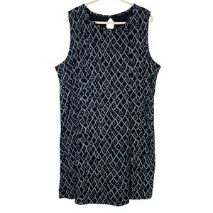 Fresh Produce Black Patterned Cotton 1X Sleeveless Comfy Casual Lounge Dress